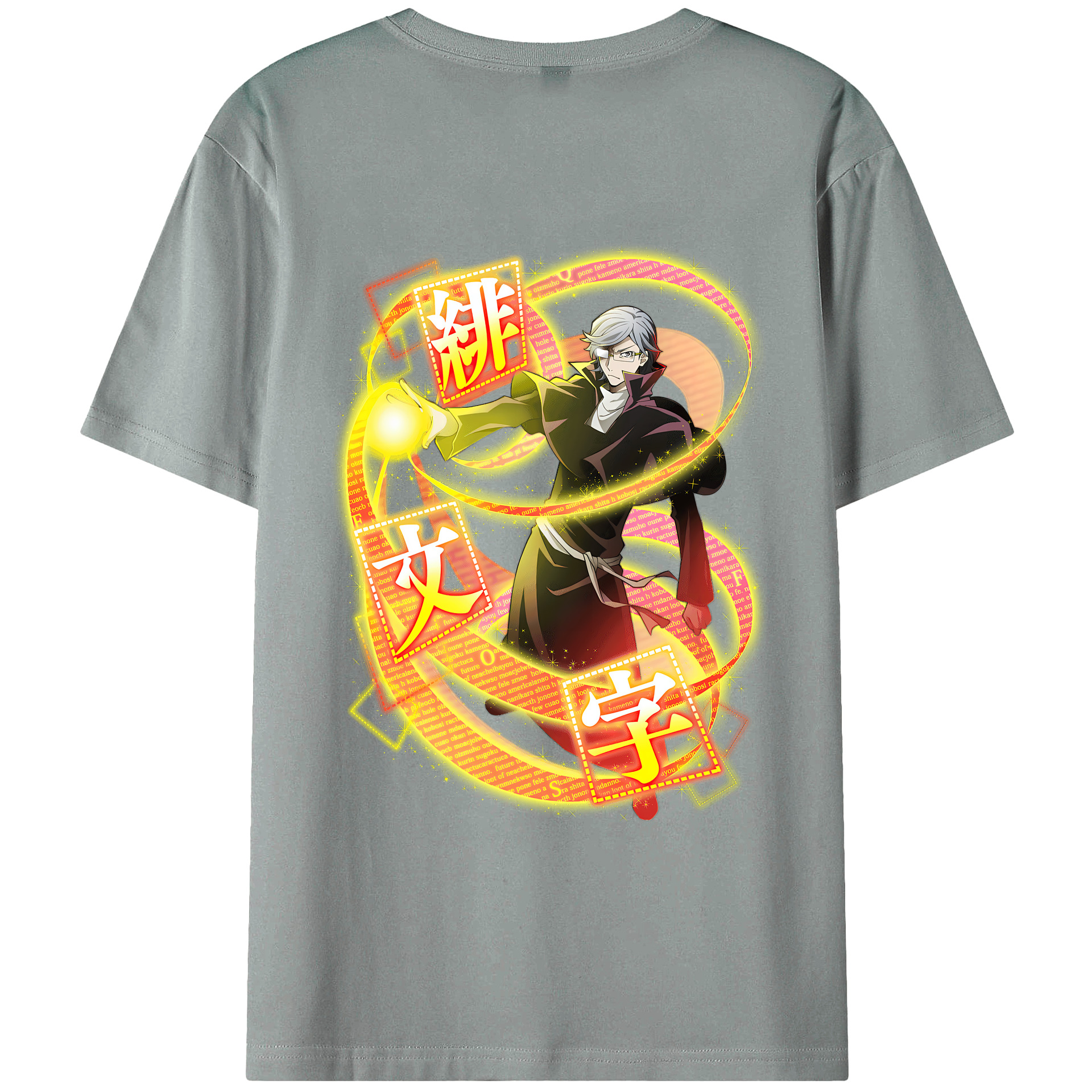 （画像用） 文豪ストレイドッグス Bungo Stray Dogs 綿100％ メンズ半袖Tシャツ（バックプリント） 通気性